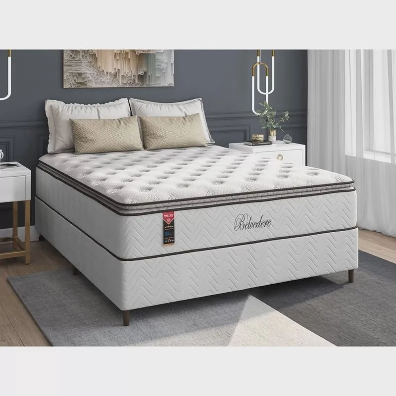 Cama Box Casal Hellen Colchões Molas Ensacadas Belvedere 138x188x74