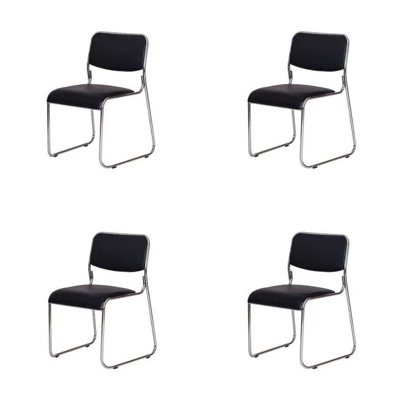 Kit 4 Cadeiras Para Escritório Fixa Interlocutor Cromada Dubai Or Design Preto
