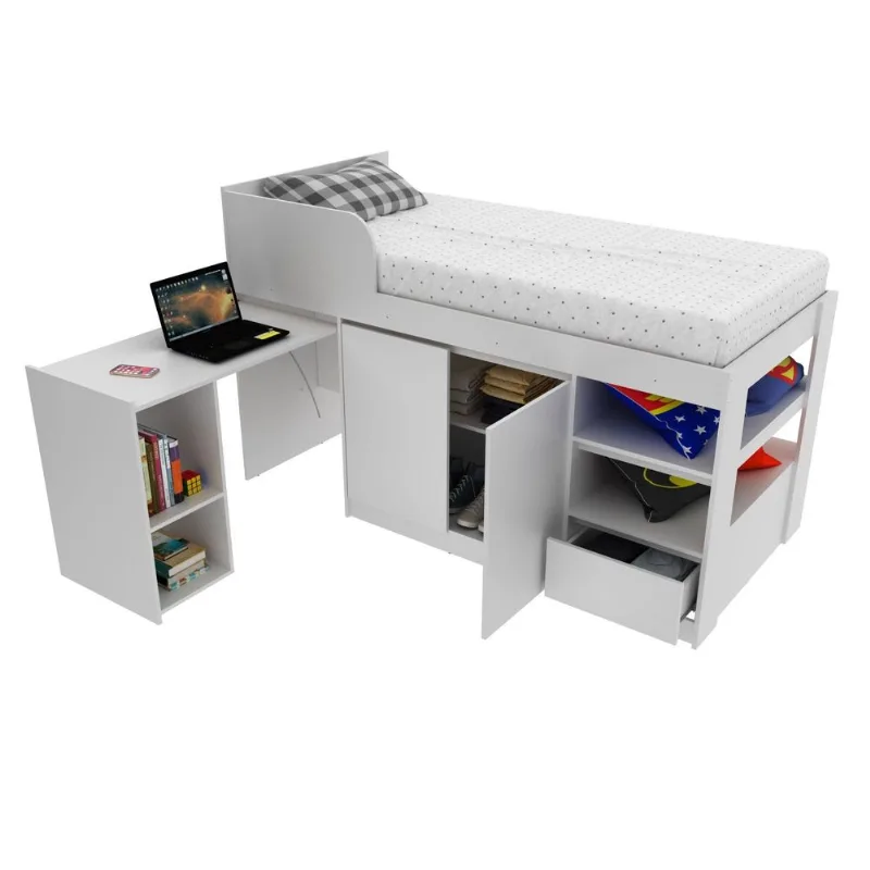 Cama Infantil Multifuncional CM8021 Amêndoa Branco Branco
