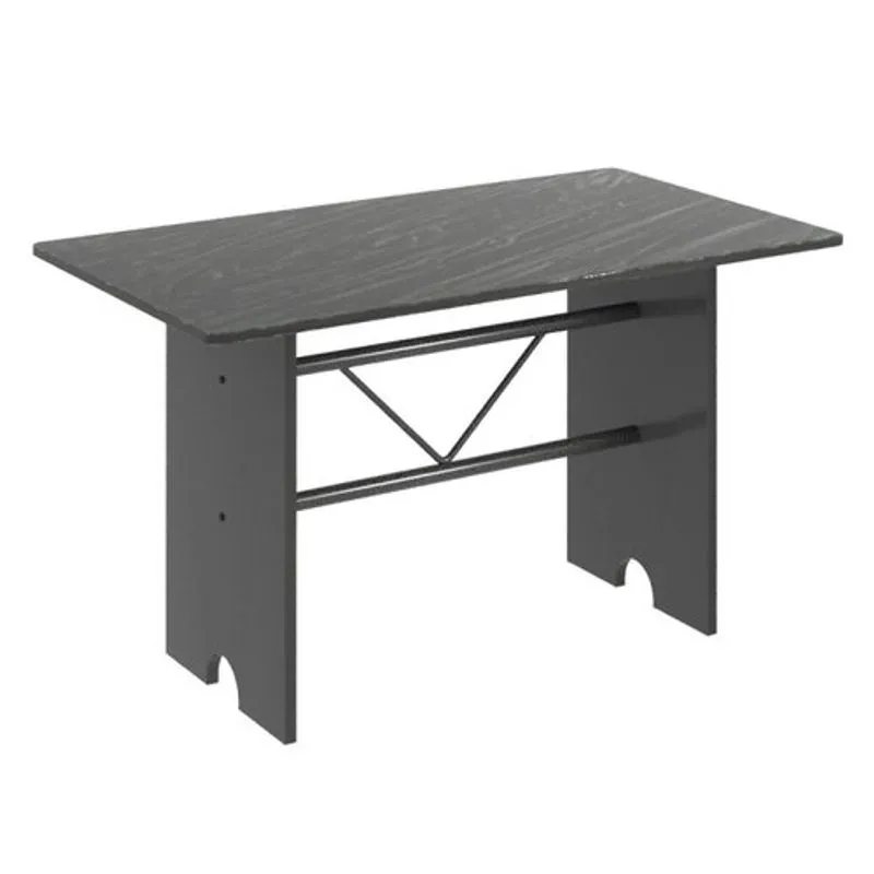 Mesa para Cozinha 120x75cm Tampo Ardósia Soma Móveis Martelado Prata/Indiano