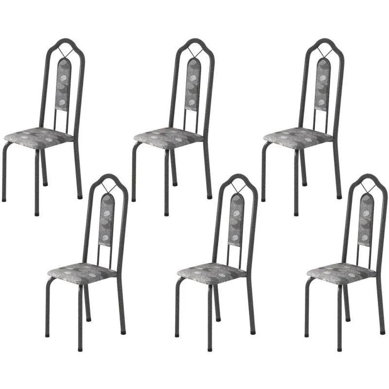Kit 6 Cadeiras Tubular Bianca Soma Móveis Martelado Prata/paraopeba