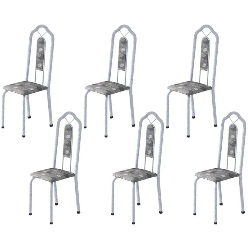 Kit 6 Cadeiras Tubular Bianca Soma Móveis Martelado Perola/paraopeba