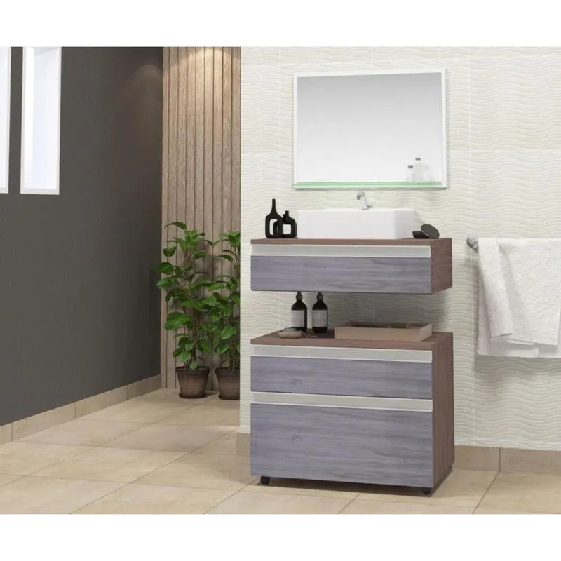 Gabinete Para Banheiro Com Cuba E Espelheira 60cm Safira Contarini Rovere