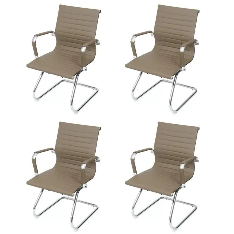 Kit 4 Cadeiras Para Escritório Interlocutor Base Fixa Esteirinha Corino 3301 Or Design Fendi
