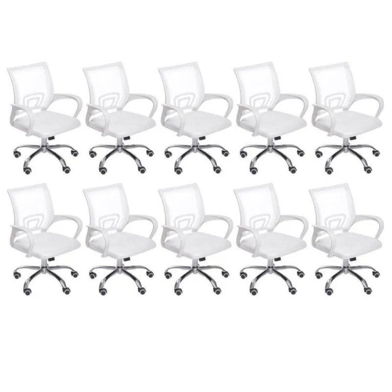 Kit 10 Cadeiras Para Escritório Diretor Tela Mesh Tok 3310 Or Design Branco