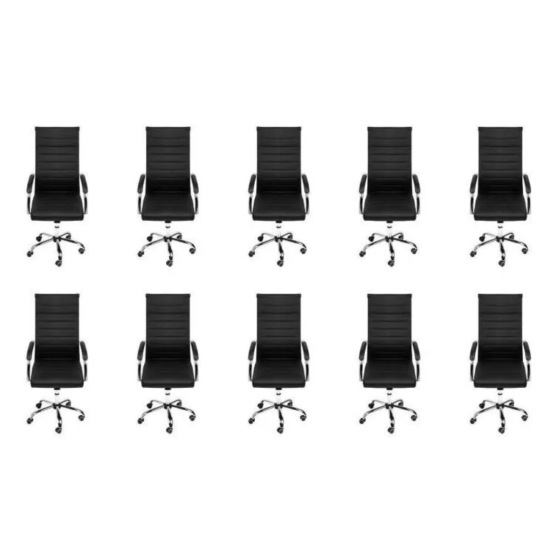 Kit 10 Cadeiras Para Escritório Presidente Esteirinha Florença 3322 Or Design Preto