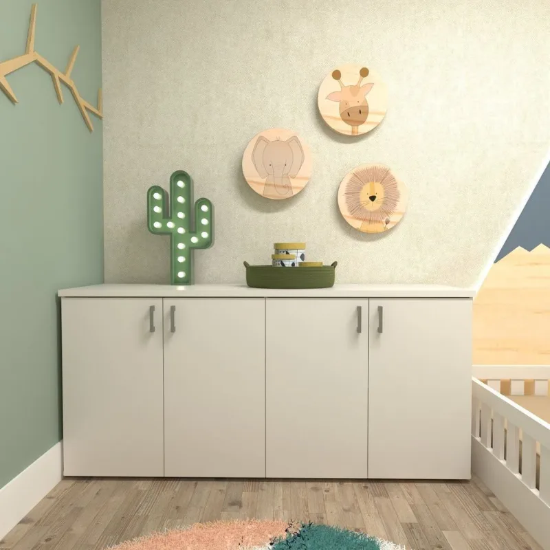 Armário Duplo Baixo Infantil Corp Branco Branco