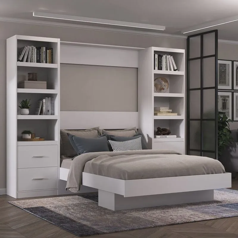 Cama Articulada Casal com Estante 4 Gavetas 8 Prateleira