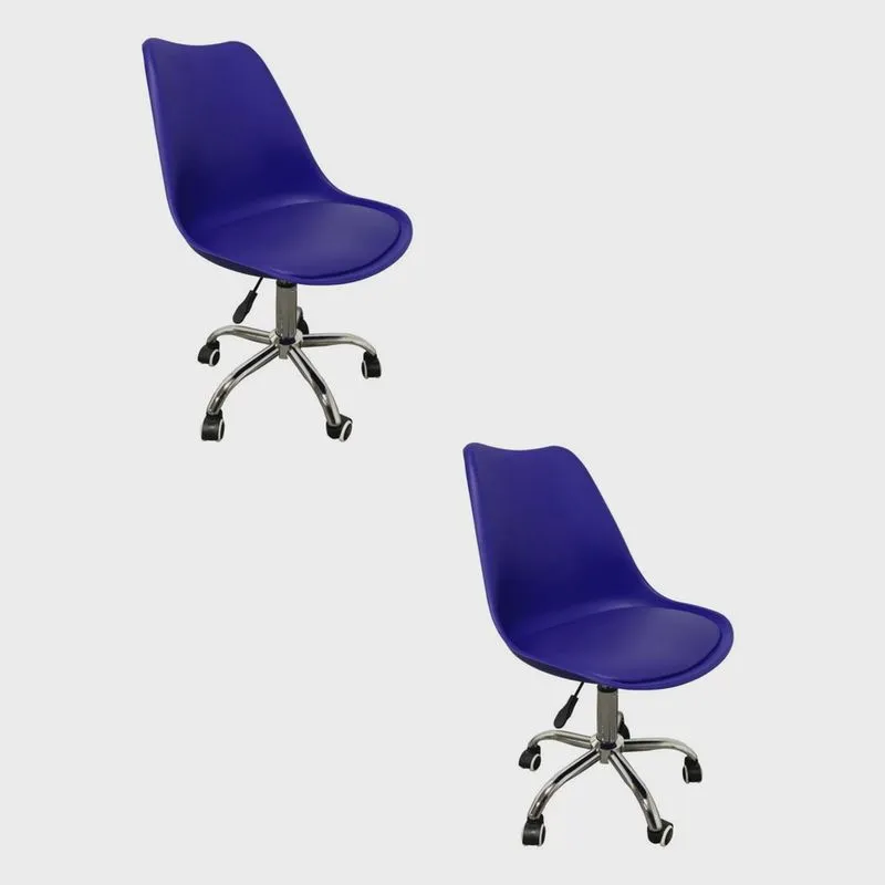 Kit 2 Cadeiras Escritório Secretária Decorativa Eames Chicago Fratini