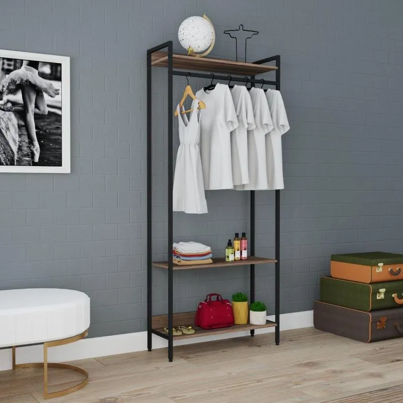 Estante Closet Arara 187x80cm 3 Prateleiras Active Yescasa Nogal