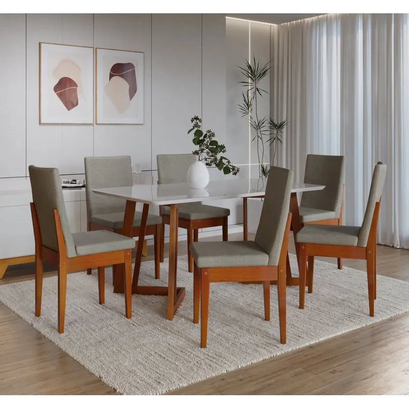 Conjunto Sala De Jantar 6 Lugares 160x90cm A102 Caramelo/avela