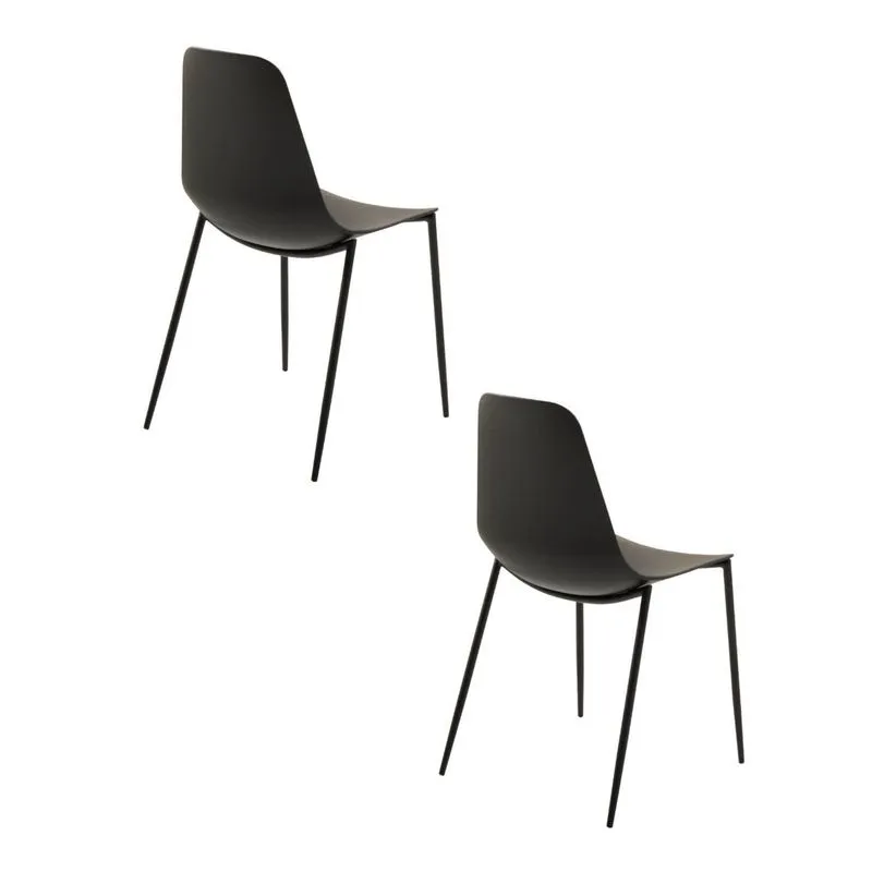 Kit 2 Cadeiras Polipropileno Miami Preto Preto