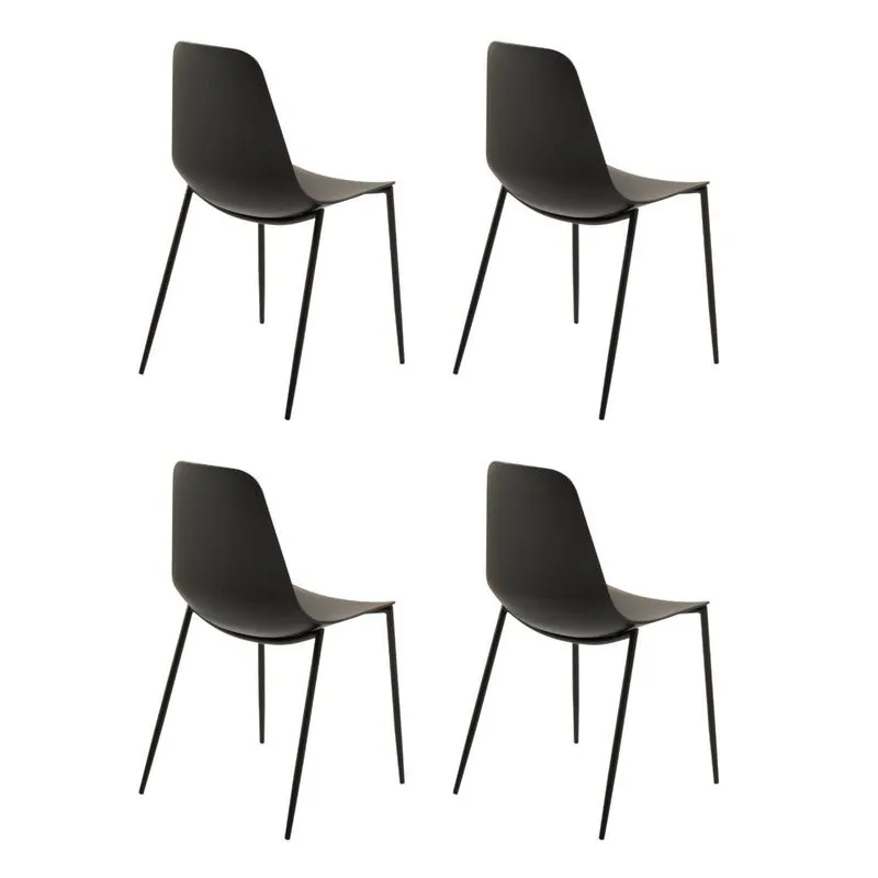 Kit 4 Cadeiras Polipropileno Miami Preto Preto