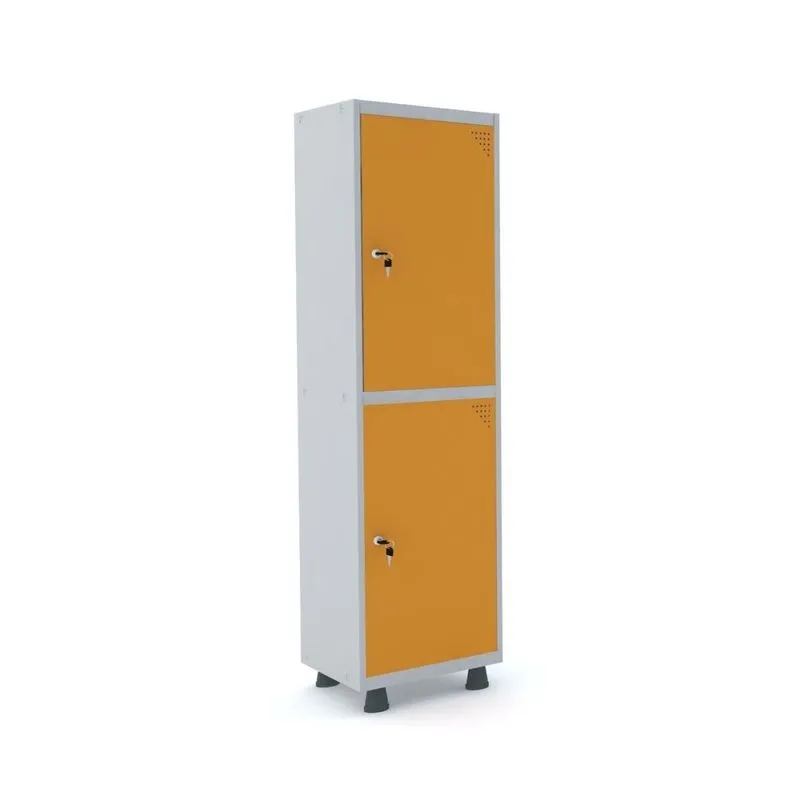 Armário Guarda Volume Locker Roupeiro 2 Portas Aço 50cmx193cm Pandin Móveis Cinza/laranja Picasso