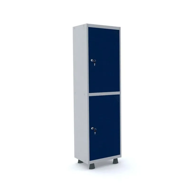 Armário Guarda Volume Locker Roupeiro 2 Portas Aço 50cmx193cm Pandin Móveis Cinza/azul Del Rei