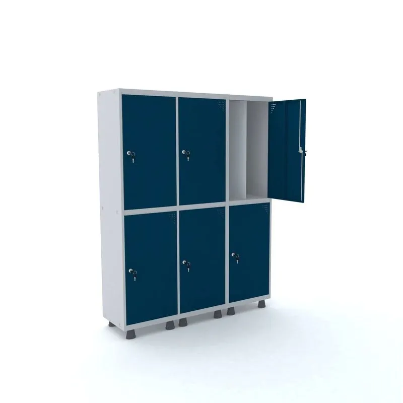 Armário Guarda Volume Locker Roupeiro 6 Portas Aço 150cmx193cm Pandin Móveis