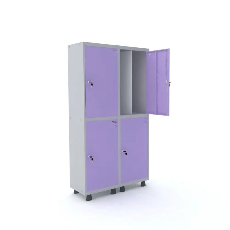 Armário Guarda Volume Locker Roupeiro 4 Portas Aço 100cmx193cm Pandin Móveis Cinza/lilas