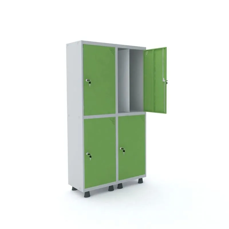 Armário Guarda Volume Locker Roupeiro 4 Portas Aço 100cmx193cm Pandin Móveis Cinza/verde Miró
