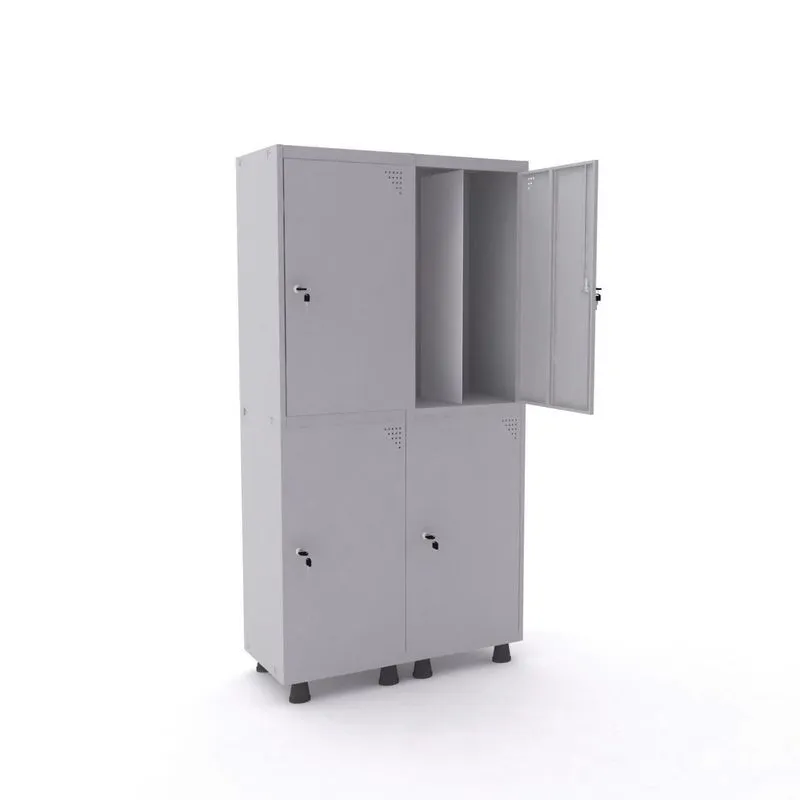 Armário Guarda Volume Locker Roupeiro 4 Portas Aço 100cmx193cm Pandin Móveis Cinza