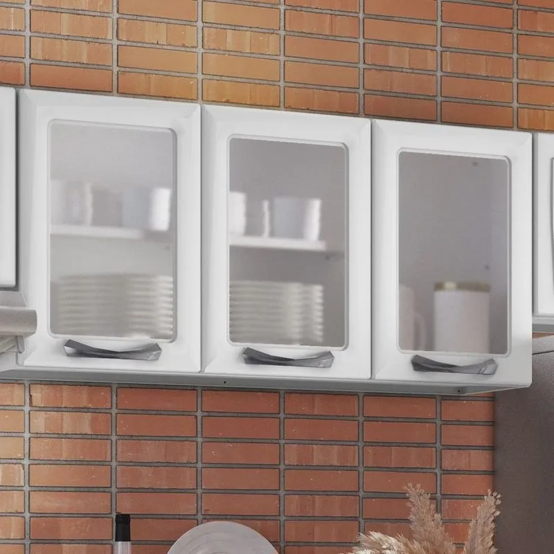 Armário em Aço 120cm 3 Portas com Vidro New Premium Itatiaia