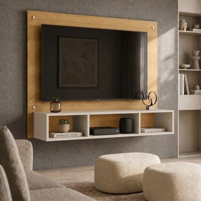 Painel Para Tv Até 46 Polegadas Atena Valdemóveis Cinamomo/off White
