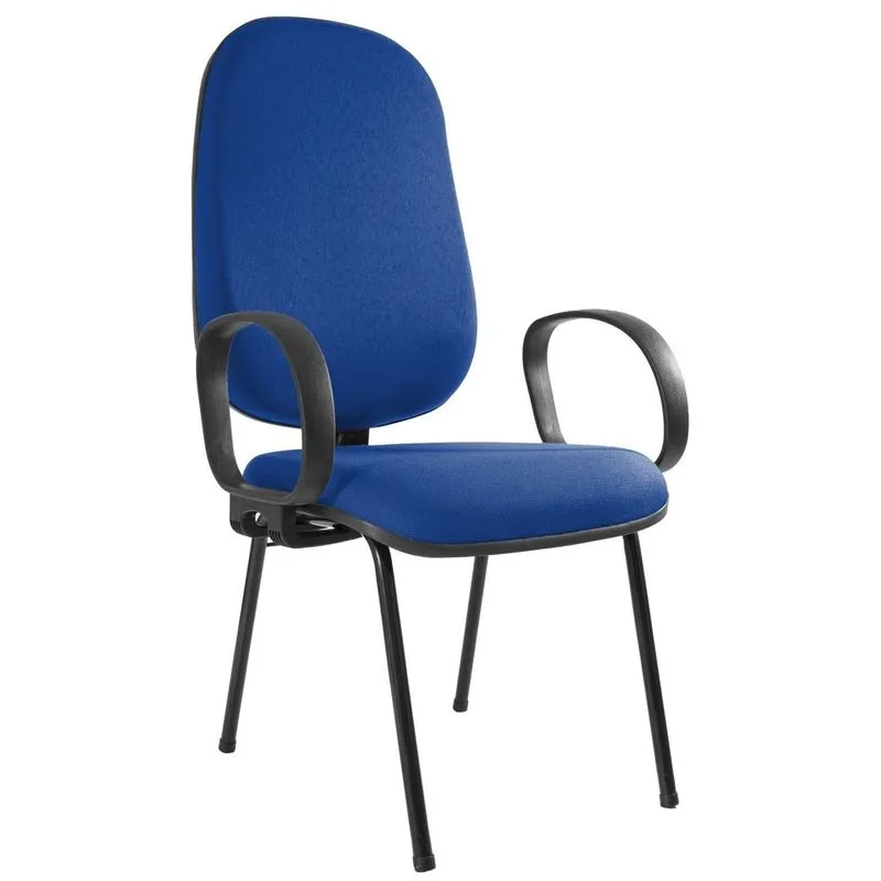 Cadeira Coletiva Base Palito Com Braço Corsa Metal Wood Design Azul