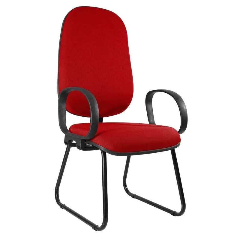 Cadeira Intelocutor Base Fixa Sky E Braço Corsa Metal Wood Design Vermelho