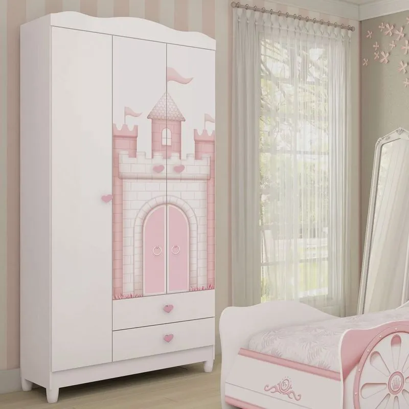 Guarda Roupa Infantil Sophia 3 Portas Móveis Estrela