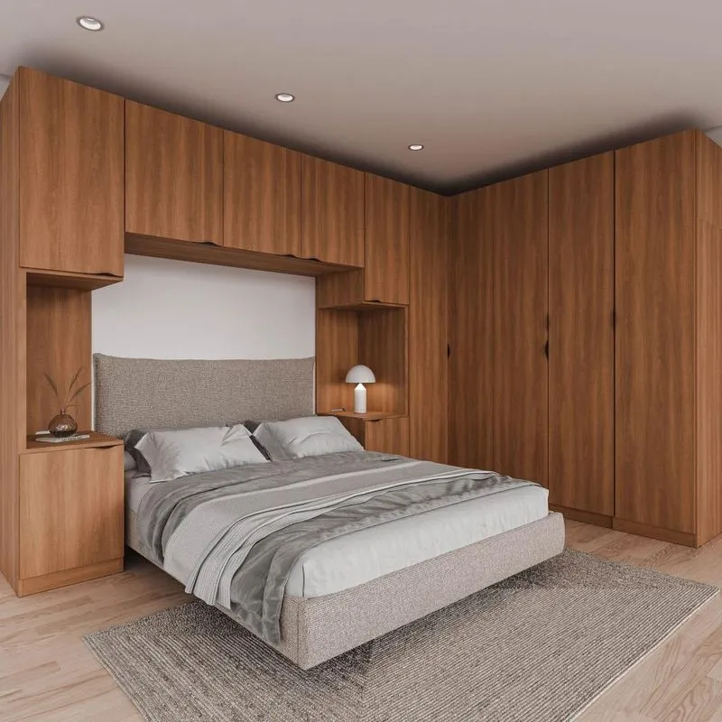 Guarda Roupa Modulado Canto 12 Portas 6 Peças 2 Mesas de Cabeceira Hera CabeCasa MadeiraMadeira Louro