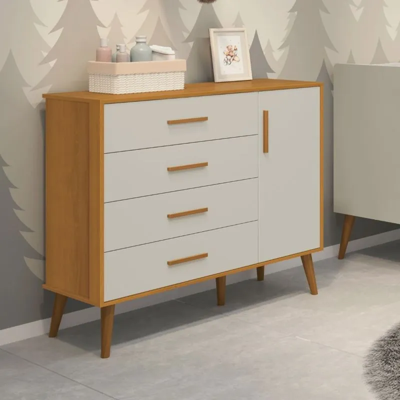 Cômoda Sapateira Infantil 4 Gavetas 1 Porta Isis