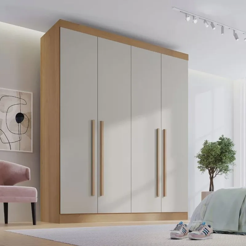 Guarda Roupa Solteiro mdf 4 Portas 3 Gavetas Paris Plus
