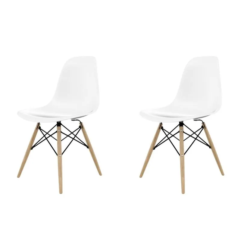 Kit 2 Cadeiras Para Sala De Jantar Eames Pp Branco