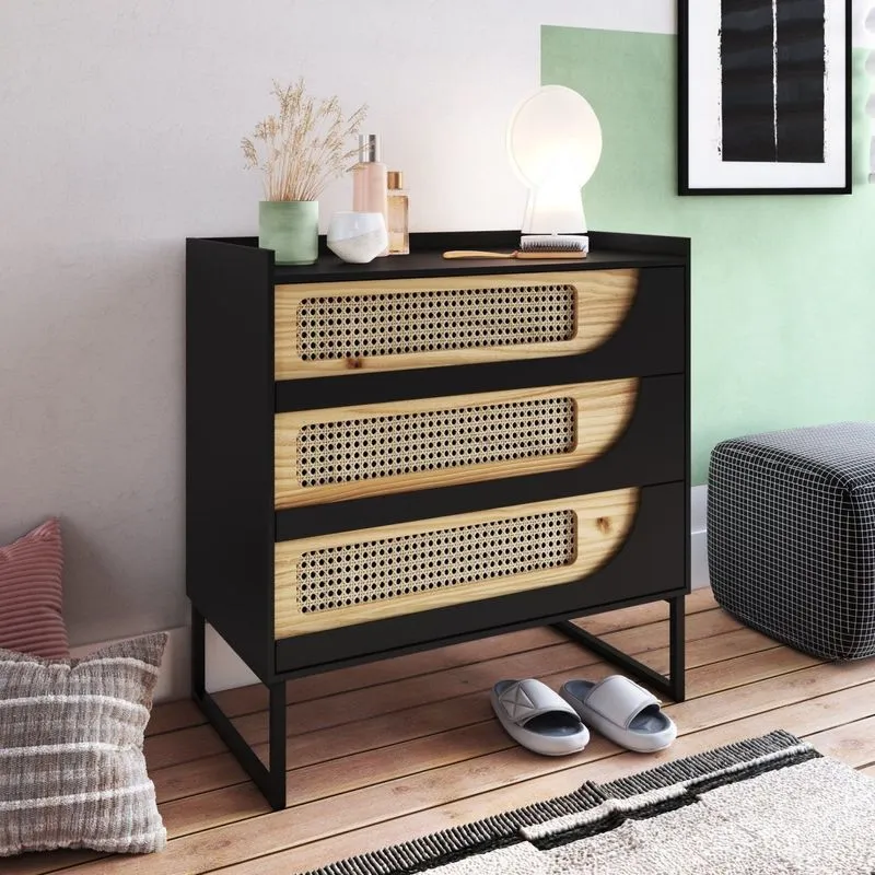Cômoda 3 Gavetas Apolo Preto Onix Edez