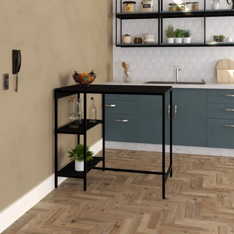 Mesa Bistrô 100x60cm Active Yescasa Preto Ônix/preto