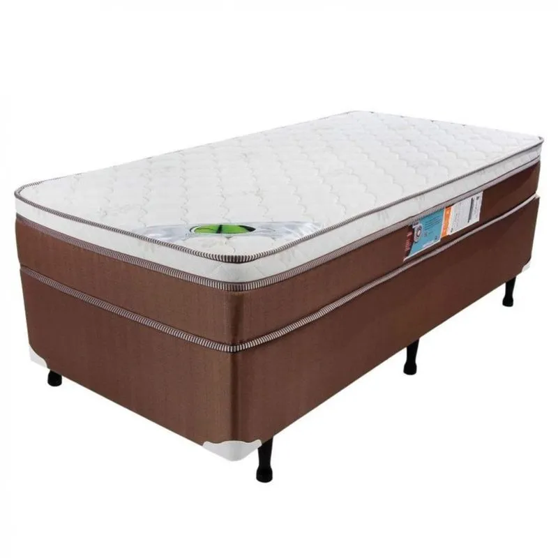Cama Box Solteiro 88cmx188cmx67cm Molas Ensacadas Pillow Euro Caribe Luckspuma Colchões Marrom/Creme