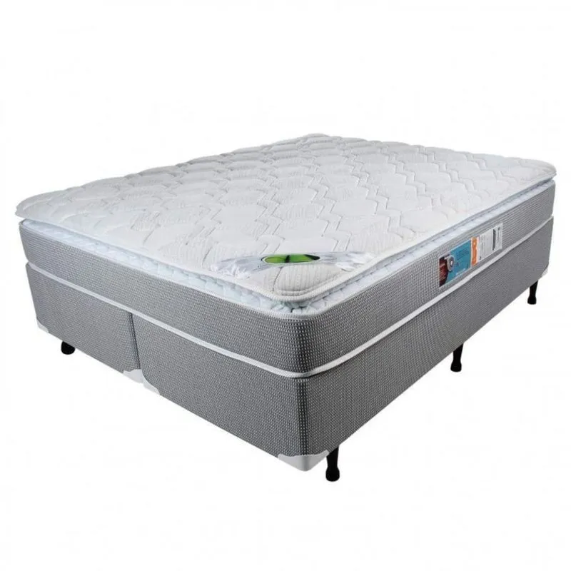 Cama Box Queen 158cmx198cmx71cm Molas Ensacadas Pillow Top Maxi Life Luckspuma Colchões Cinza/Branco