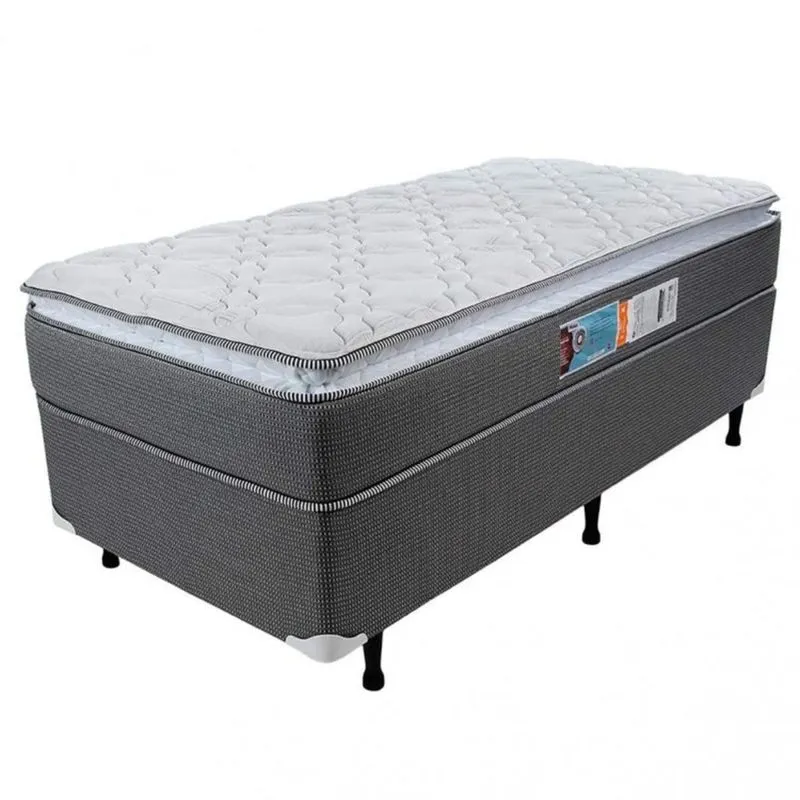 Cama Box Solteiro 73cmx88cmx188cm Molas Bonnel Trade Luckspuma Colchões Branco/Cinza