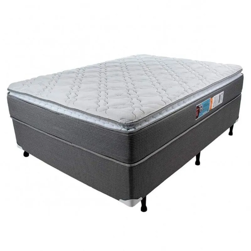 Cama Box Casal 73cmx138cmx188cm Molas Bonnel Trade Luckspuma Colchões Branco/Cinza