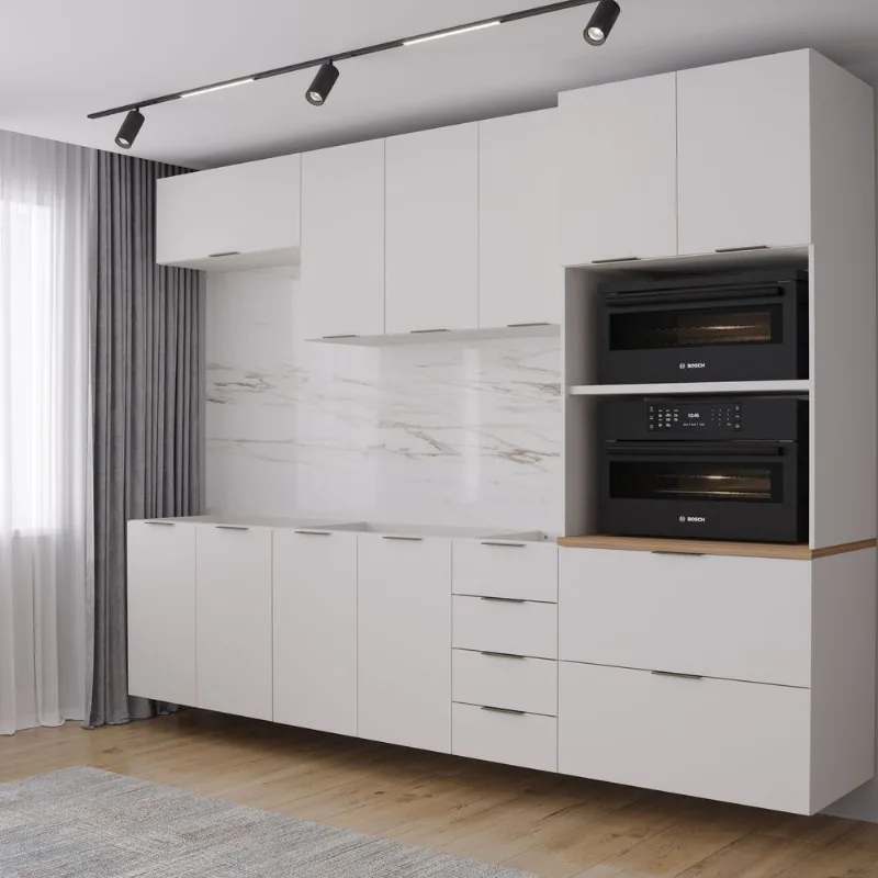 Cozinha Planejada 5 Peças 2 Aéreos 2 Balcões 1 Torre Quente Ipanema CabeCasa MadeiraOriginals Bra Branco