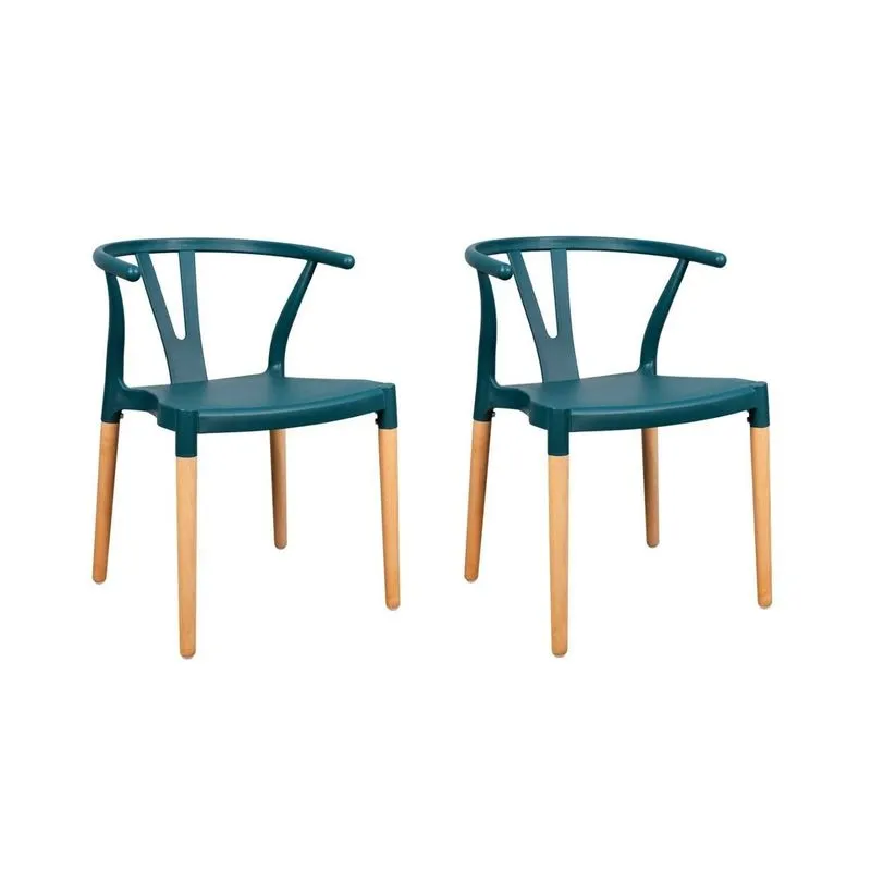 Conjunto 2 Cadeiras Polipropileno Wishbone Yescasa Verde Escuro