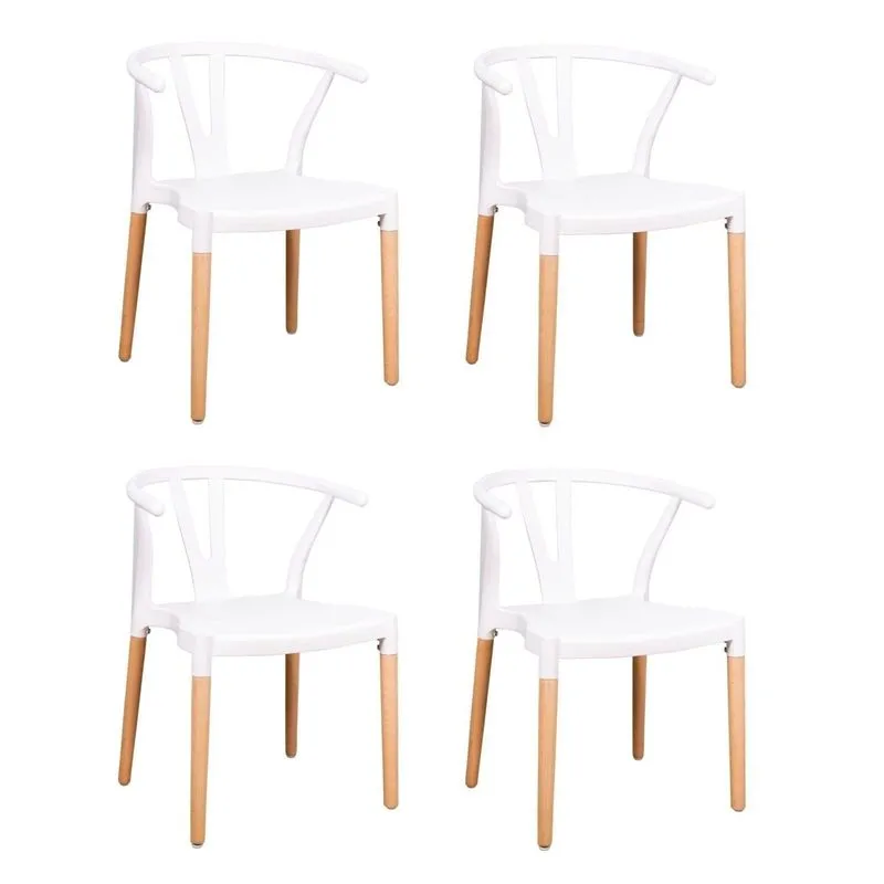 Conjunto 4 Cadeiras Polipropileno Wishbone Yescasa Branco