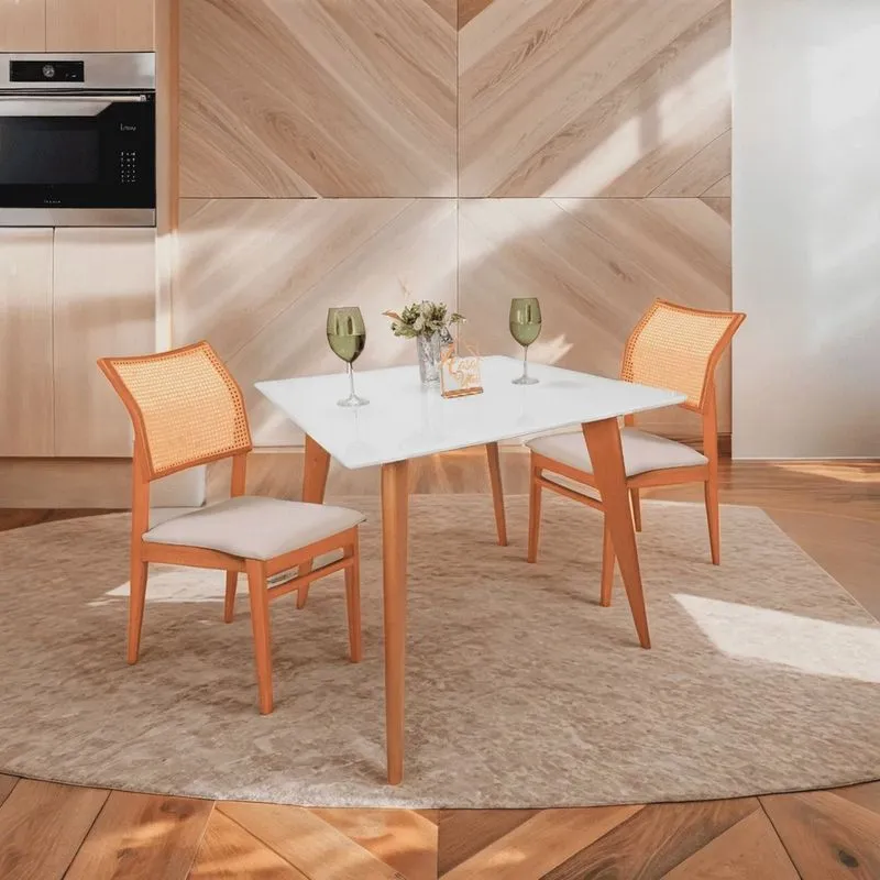 Mesa de Jantar Tampo com Vidro Quadrada 90x90cm Slim