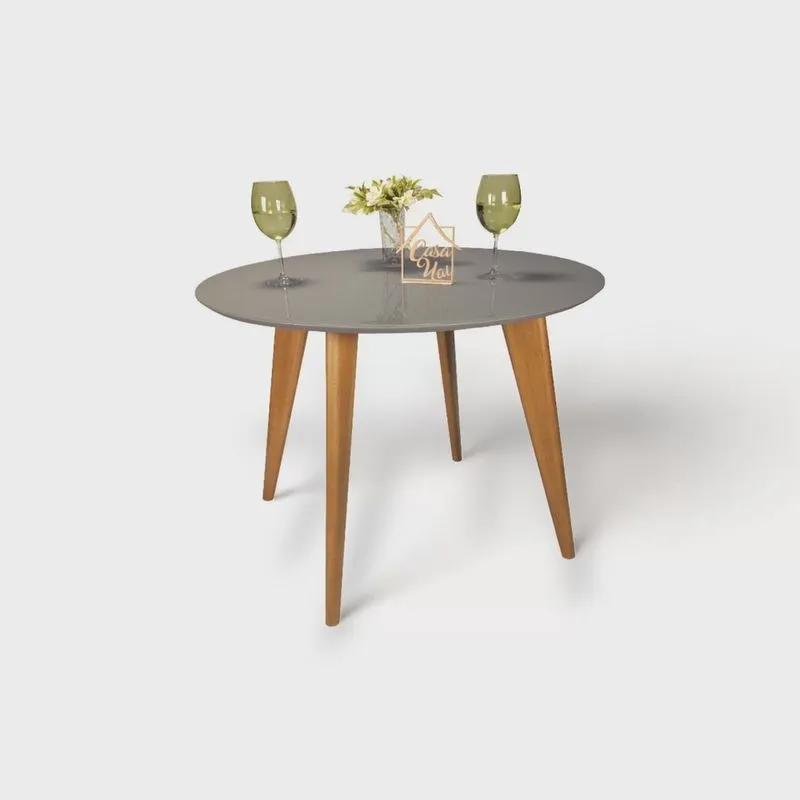 Mesa de Jantar Tampo com Vidro Redonda 90x90cm Slim