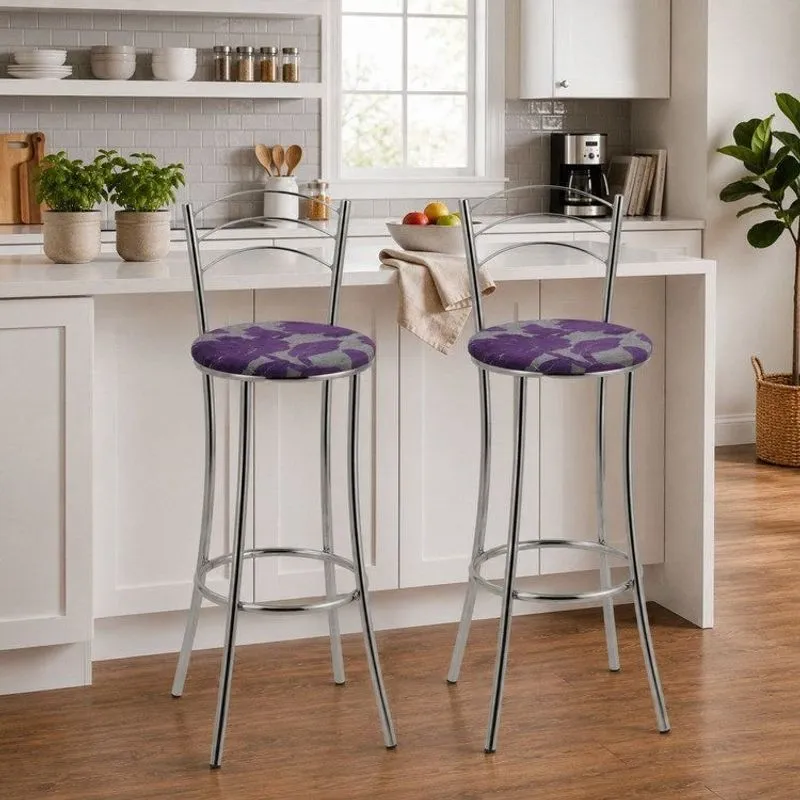 Kit 2 Banquetas Cromadas Bc26-a E501 Cromado/roxo