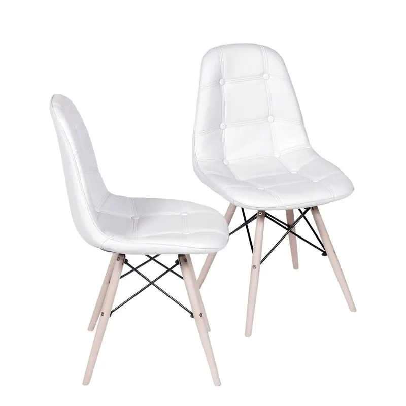 Kit 2 Cadeiras Estofada Botonnes Branco