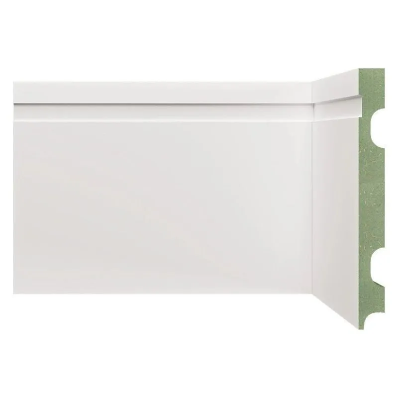 Kit Rodapé De Mdf 15cm X 15mm X 2,40m 15 Barras Com Friso Resistente A Umidade 1502 Moldufama Branco