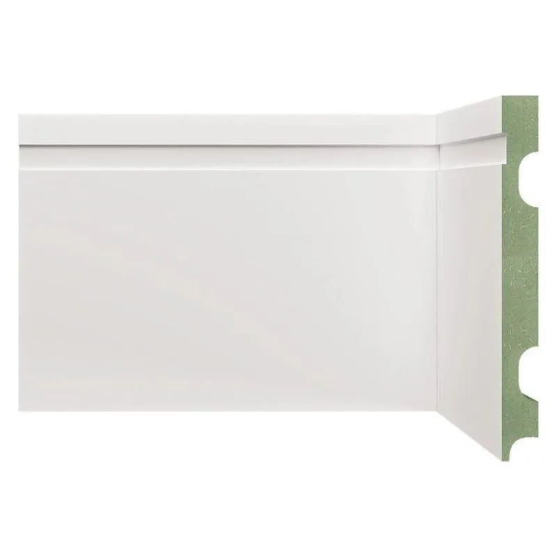 Kit Rodapé De Mdf 15cm X 15mm X 2,40m 20 Barras Com Friso Resistente A Umidade 1502 Moldufama Branco