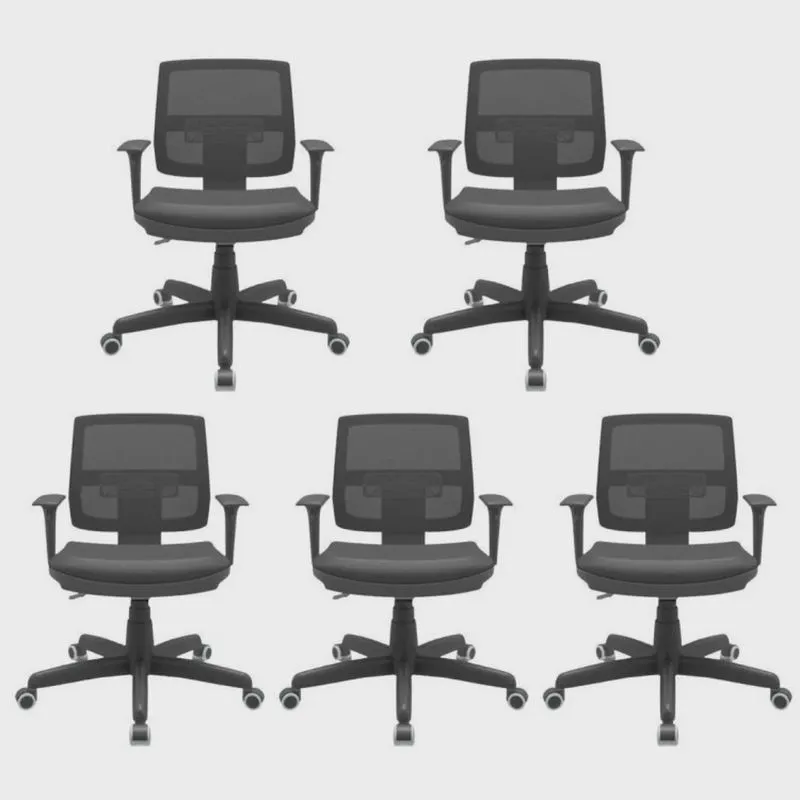 Kit 5 Cadeiras para Escritório Diretor Ergonômica Giratória Executiva Brizza NR17 Plaxmetal