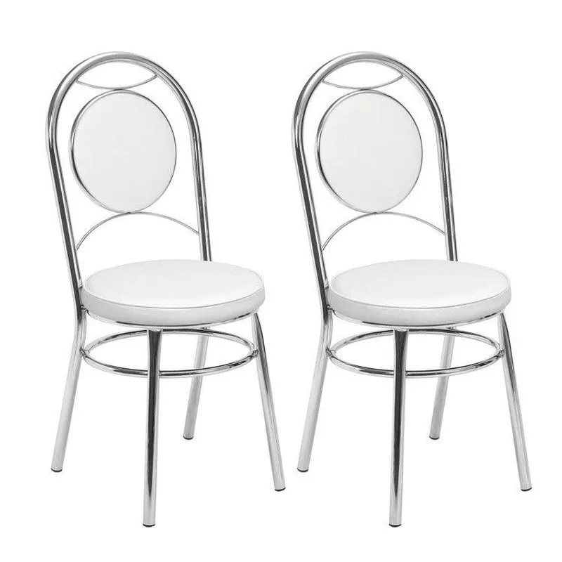 Kit 2 Cadeiras Cromadas Cc10 A102 Debrum Cromado/branco