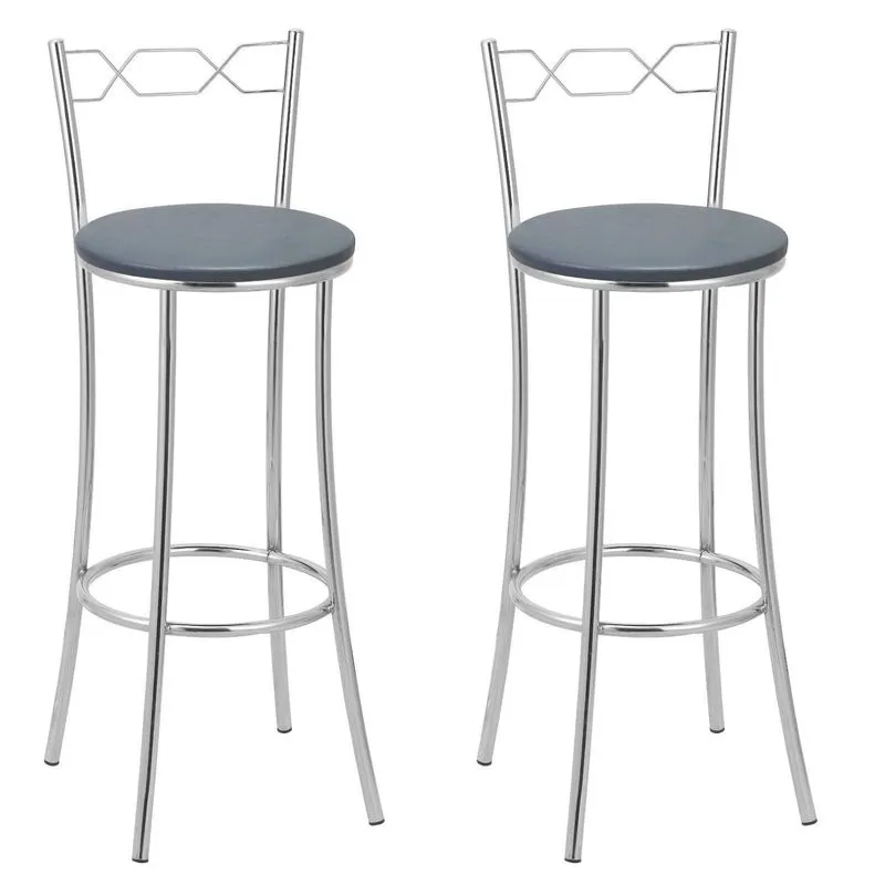 Kit 2 Banquetas Cromadas Bc51-a A144 Cromado/cinza